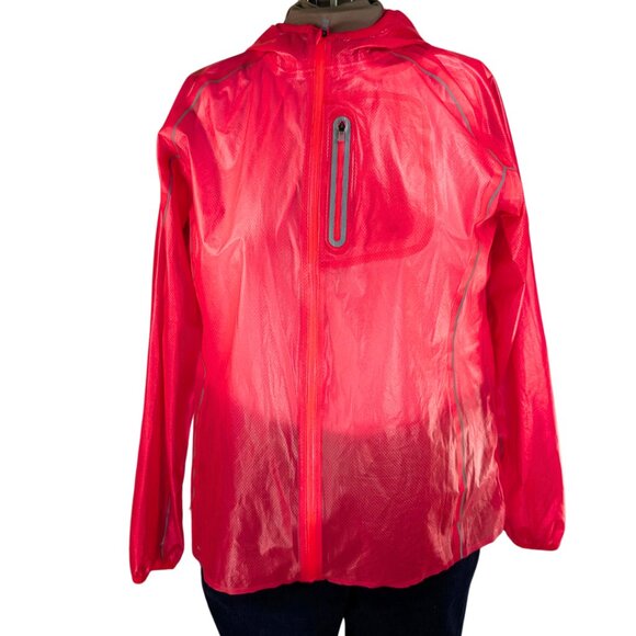 Saucony XL Pink Run Shield Lightweight Unlined Hooded Full Zip Rain Wind Breaker - Picture 1 of 8